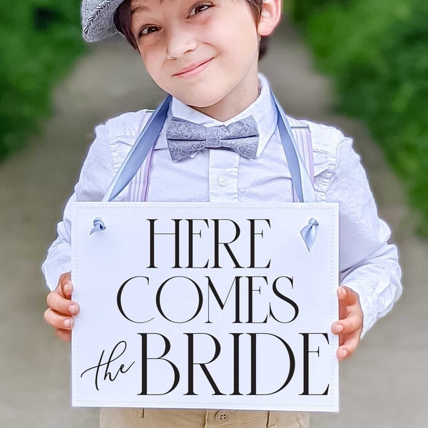 Ring Bearer Sign for Wedding Ceremony - Here Comes The Bride Wedding Banner 3037