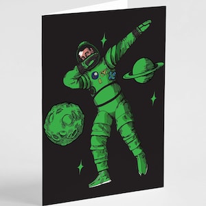 24 Dabbing Astronaut Greeting Cards - Fun Outer Space Note Cards for Kids & Science Teachers, Cosmic Green, Perfect for All Occasions