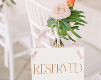 Reserved Sign For Wedding | Seating Chair Signage for Events | Paper & Ribbon Banner