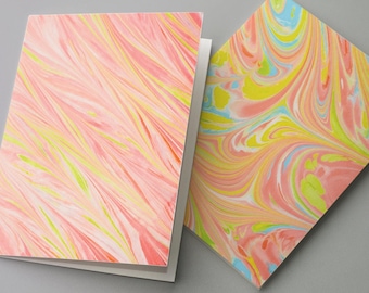 24-Pack Swirling Pastel Marbled Greeting Cards, Whimsical Artful Stationery Set, Cotton Candy Abstract Notes