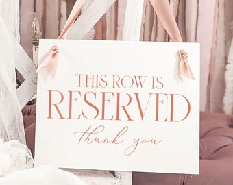 Reserved Row Wedding Signs, Set of 2 - Chair or Pew Banners for Family Seating at the Ceremony