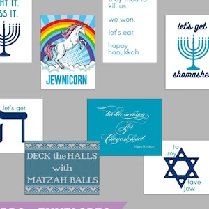 24 Funny Hanukkah Cards - Blank Chanukah Cards + Envelopes | Jewish Holiday Get Lit 6056