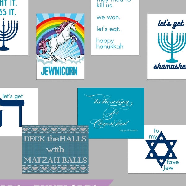 24 cartes Hanoucca drôles - Cartes Hanoucca vierges + enveloppes | Fête juive Get Allumé 6056