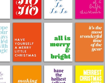 24 Modern Colorful Christmas Cards in 12 Bright Holiday Designs + Envelopes RR3 6950