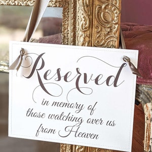 Reserved Chair Sign for Those in Heaven | Wedding Memorial Seat Banner