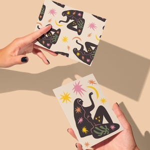 Pacote de cartões de felicitações da Deusa Celestial - 24 cartões em branco com envelopes, arte da lua estrelada, conjunto de papelaria espiritual cósmica