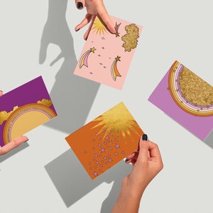 24 Sunlit Hues Greeting Cards + Envelopes | Golden Rainbows: The Cosmic Radiance Collection