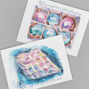 Lot de 24 cartes de Noël ornementales vintage - aquarelles rose tendre avec charme nostalgique, voeux de Noël chaleureux et décoration rétro