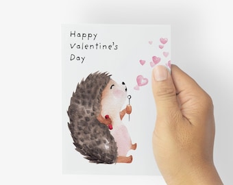 24 cartes Mignon Hérisson Joyeuse Saint-Valentin + Enveloppes | Pretty Pink Bubble Hearts | Enfants Adultes Fête École Ami Collègue RR5 6727