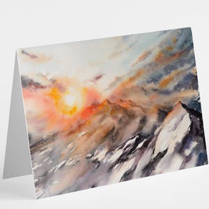 Biglietti d'auguri acquerellati Sunset Mountains, confezione da 24 - Biglietti di ringraziamento e biglietti d'auguri per tutte le occasioni con buste, Colorado Rockies Art