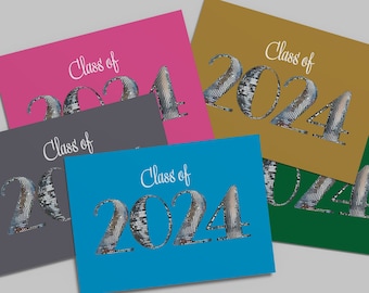 24-Pack Class of 2024 Graduation Cards, Disco Ball Grad Cards, Commencement Stationery Set