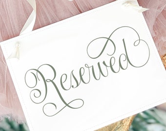 Reserved Sign for Wedding or Event, Banner for Chair, Sign or Pew Made to Order in Your Colors
