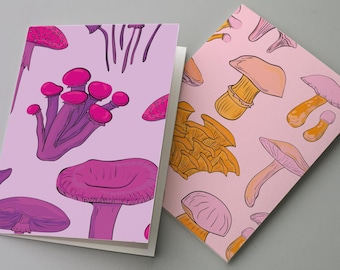 24-Pack Mushroom Illustration Greeting Cards, Funky Fungi Designs, Stationery Set with Envelopes