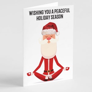 24 Meditation Santa Christmas Cards - Wishing You A Peaceful Christmas Holiday Cards Box Set Funny Yoga Mindfulness RR0 6608