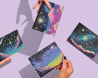 24-Pack Galaxy Greeting Cards, Cosmic Starry Night Note Cards, Whimsical Celestial Stationery Set