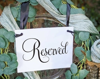 Script Reserved Banner for Chair Handcrafted Sign to Reserve Seat or Row at Weddings & Events Seating Chart Decor at Reception or Ceremony
