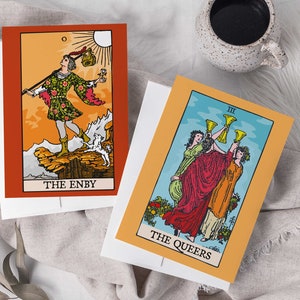 24er-Pack Queer Tarotkarten-Begrüßungsset, LGBTQ + -Themed Orakel-inspirierte Notizen, Kunstkartenpaket mit Gay-Thema