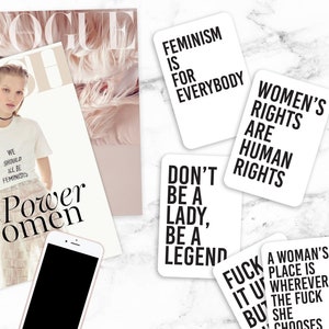 16 Ermächtigende feministische Affirmationskarten - Inspirierende Mantras Deck, Zitate für Frauenrechte, Frauenpower und Gleichstellung der Geschlechter