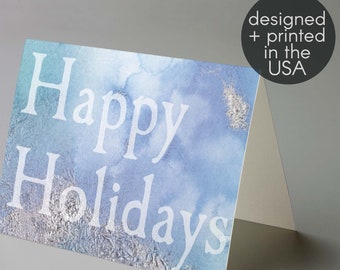 24 Beautiful Blue Happy Holidays Cards + Envelopes Christmas Cards Holiday Greetings Blue Modern Abstract Blank Winter Cards 6368
