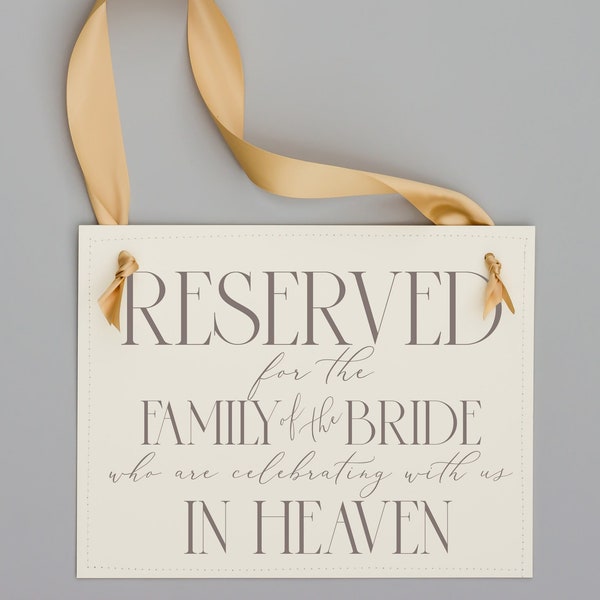 Wedding Memorial for Family of the Bride in Heaven | Ceremony Sign 3103