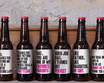 Cheeky Father's Day Beer Bottle Labels - Funny & Candid Messages for Dad from Daughter