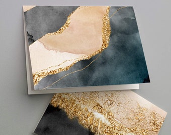 24 All Occasion Cards Gorgeous Marble Blush Pale Pink Gold Black Neutral Watercolor Blank Greeting Cards + Envelopes 6369