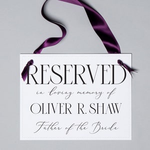 Personalized Reserved In Loving Memory Of Name Seat Sign for Wedding Events | Ceremony Chair Memorial Banner 1065