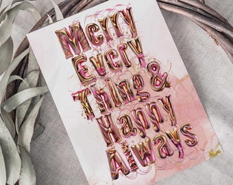 24 Merry Everything & Happy Always Balloon Holiday Greeting Cards + Envelopes 60409