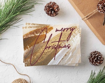 24 cartes de Noël joyeuses en or + enveloppes -Classy Brush Stroke Blank Holiday Greeting Cards 6310