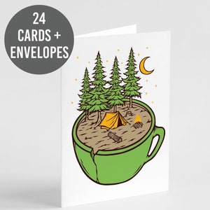 Paquete de 24 tarjetas de felicitación de aventuras de campamento: tarjetas de notas de naturaleza al aire libre con sobres
