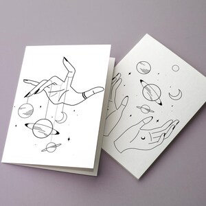 Cartões de felicitações de arte de linha de astrologia esotérica - Conjunto de 24 cartões em branco com envelopes brancos - Pacote a granel para qualquer ocasião