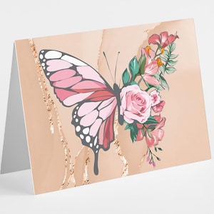 24 botanische Schmetterlings-Grußkarten-Box-Set - alle Anlass-leere Mitteilungskarten für Naturliebhaber, danke, gerade weil, schöne Flügel