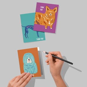 24-pack bedankkaartjes met huisdierthema, 6 unieke hondenontwerpen, kleurrijke set met waarderingsbriefjes voor honden