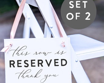 Set of 2 This Row is Reserved Signs | Boho Modern Minimalist Wedding Decor 1208