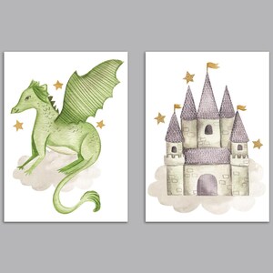 Set di biglietti d'auguri con drago magico e castello / 24 biglietti vuoti e buste / Decorazioni per feste di compleanno, ringraziamento, invito e festa per bambini a tema favola