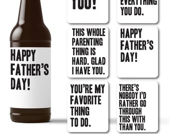 6 Sweet Father's Day Beer Labels Husband Boyfriend Partner Beer Bottle Stickers Thank You For Everything Parenting Favorite Thing To Do 7087