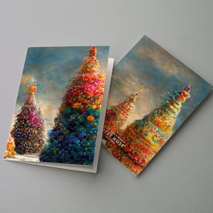 24 Magical Snowy Rainbow Christmas Tree Cards in 4 Colorful Uplifting Illustrations Envelopes RR3 6998 image 8