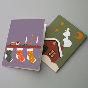 Christmas Decorations Greeting Cards – 24-Card Boxed Set | Nostalgic Holiday Icons & Cute Clip Art