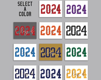 24 schoolkleuren afstudeerkaarten voor klas van 2024 in collegiale stijllettertype | Kies je collegepallet | Gefeliciteerd met afstuderen