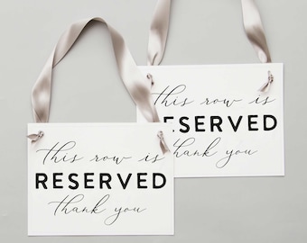 Set of 2 Ceremony Reserved Row Markers - Sophisticated Wedding Seating Signs