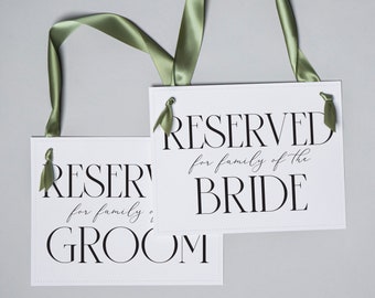 Reserved for Family of Bride and Groom Wedding Chair Signs (Set of 2 Banners) 3056