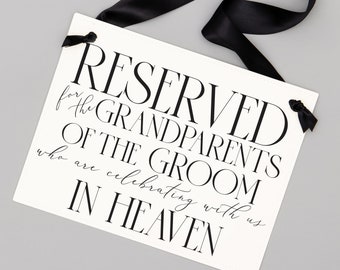 Grandparents of the Groom Tribute, Wedding Memorial Chair Sign, Elegant Seat Marker for Groom's Grandparents