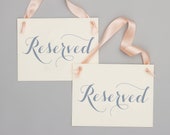 Set of 2 Reserved Signs Seat Banners Wedding Ceremony Chairs Aisle Church Pew Set of Two Saved Seats Signs Family Bride Groom 2010 BW