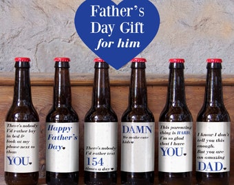 Heartfelt Father's Day Beer Bottle Labels for Husband or Partner - Playful Fatherhood Appreciation for Dad's Day
