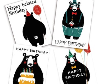 Celebratory Bear Birthday Card Collection - 24-Pack of Cute Greetings with Varied Wishes