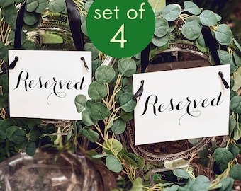 4 Made-to-Order Wedding Reserved Signs - 4-Piece Elegant Calligraphy Banner Package