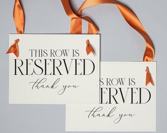 2 Reserved Signs for Wedding Chairs or Church Pews "This Row Is Reserved Thank You" | Ceremony Event Seating 3063