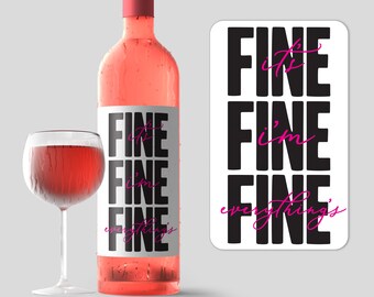 4 Pack Funny Wine Labels | Humorous Mental Health Related Wine Bottle Stickers