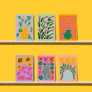 24er-Pack Blankokarten für alle Anlässe, 6 einzigartige, farbenfrohe Designs, moderne Volkskunst, botanische Grüße