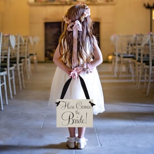 Ring Bearer Flower Girl RUSTIC CHALKBOARD Wedding Procession Sign Back of Wagon Here Comes The Bride